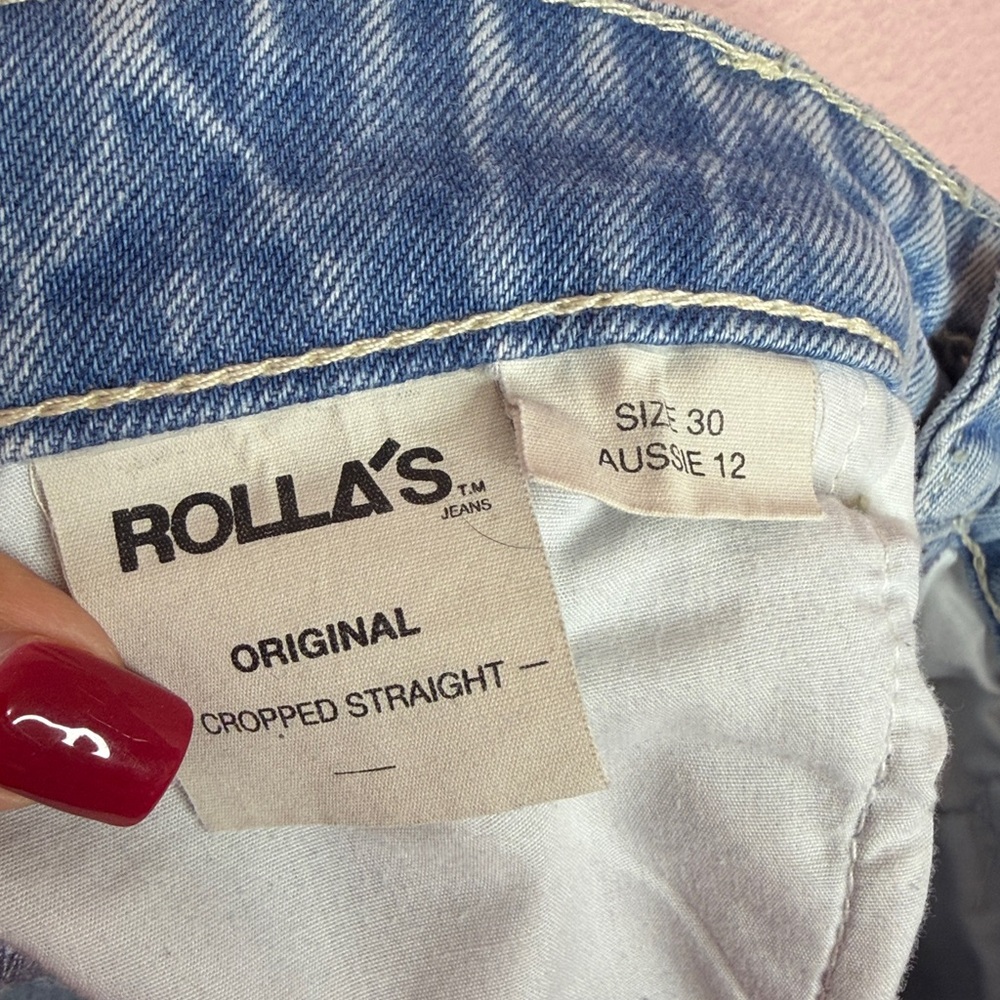 ROLLA’S Original Straight Light Wash High Rise Distressed Cropped Jeans. Size 30 - Picture 11 of 13